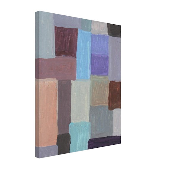 16'' x 20'' Purple Abstract Acrylic Painting Canvas Print, Modern Wall Art