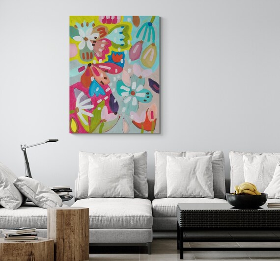 Floral Painting Canvas Print, Charming Wall Art, Decorative Flower Painting Canvas Print