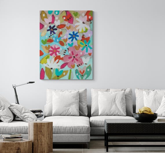 Printable Abstract Flowers Painting, Decorative wall art, Colorful Artwork (Digital Download)