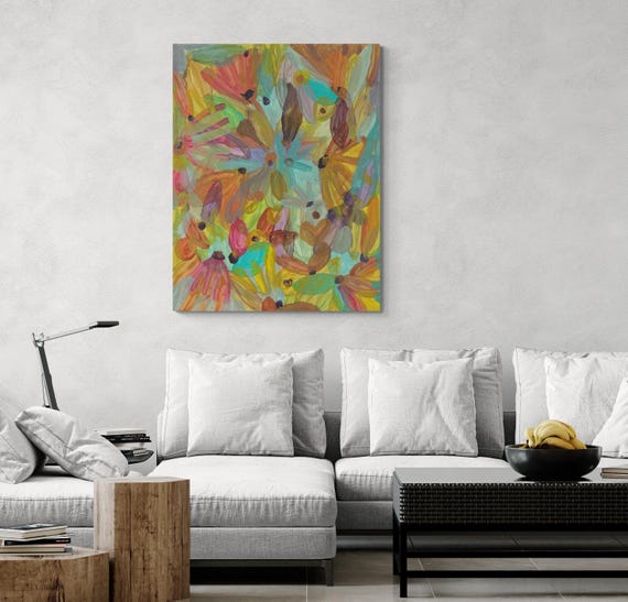 Printable Abstract Flowers Painting, Decorative wall art, Colorful Artwork (Digital Download)