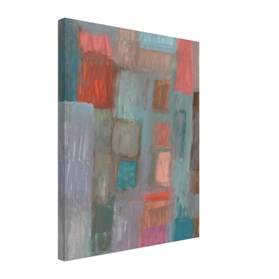 16'' x 20'' Turquoise Abstract Acrylic Painting Canvas Print, Modern Wall Art