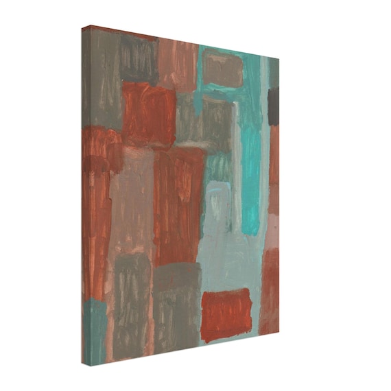 16'' x 20'' Turquoise Abstract Acrylic Painting Canvas Print, Modern Wall Art