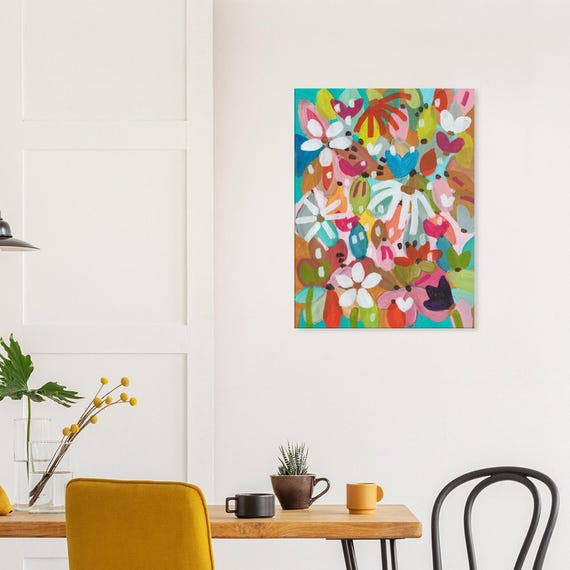 Floral Painting Canvas Print, Charming Wall Art, Decorative Flower Painting Canvas Print