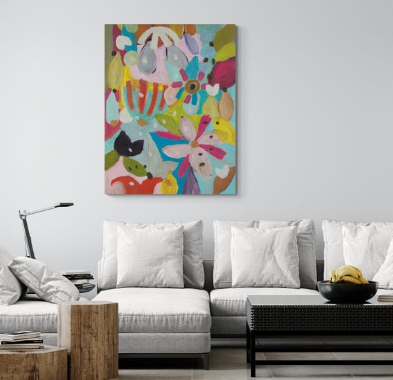 Printable Abstract Flowers Painting, Decorative wall art, Colorful Artwork (Digital Download)