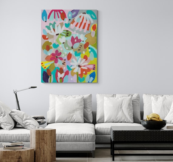 Printable Abstract Flowers Painting, Decorative wall art, Colorful Artwork (Digital Download)