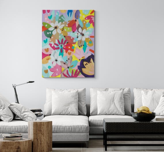 Printable Abstract Flowers Painting, Decorative wall art, Colorful Artwork (Digital Download)