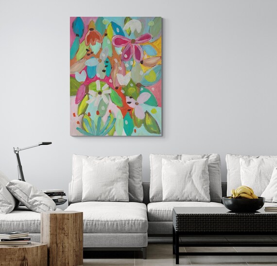 Printable Abstract Flowers Painting, Decorative wall art, Colorful Artwork (Digital Download)