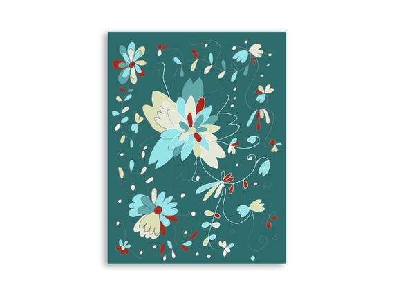 Printable floral wall art, decorative printable flower illustration art print, printable flowers art print
