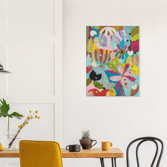 Floral Painting Canvas Print, Charming Wall Art, Decorative Flower Painting Canvas Print