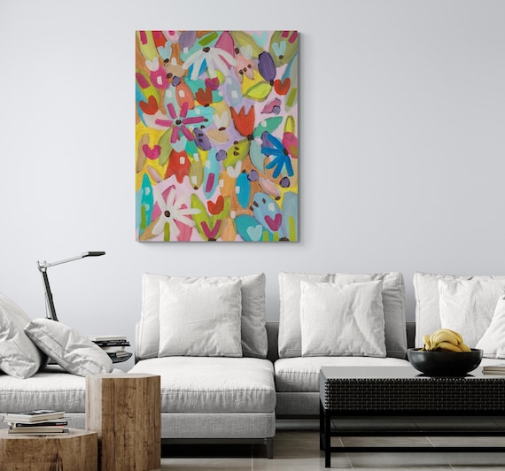 Printable Abstract Flowers Painting, Decorative wall art, Colorful Artwork (Digital Download)