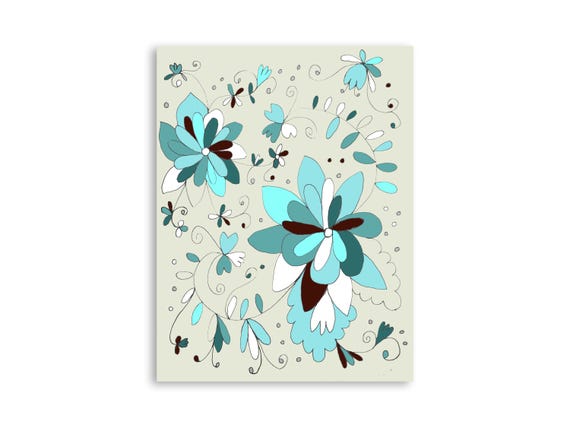 Printable floral wall art, decorative printable flower illustration art print, printable flowers art print