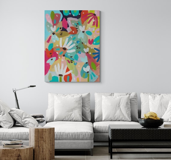 Printable Abstract Flowers Painting, Decorative wall art, Colorful Artwork (Digital Download)