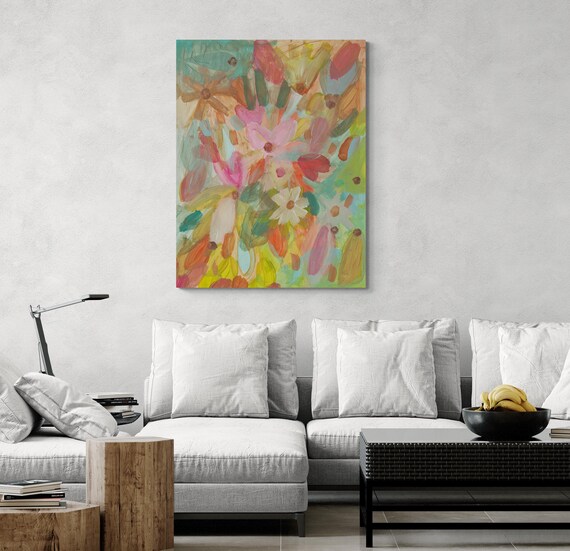 Printable Abstract Flowers Painting, Decorative wall art, Colorful Artwork (Digital Download)