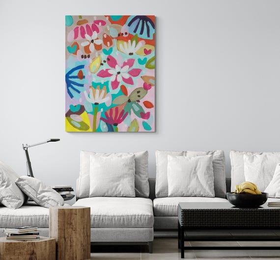Printable Abstract Flowers Painting, Decorative wall art, Colorful Artwork (Digital Download)
