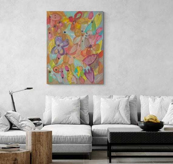 Printable Abstract Flowers Painting, Decorative wall art, Colorful Artwork (Digital Download)