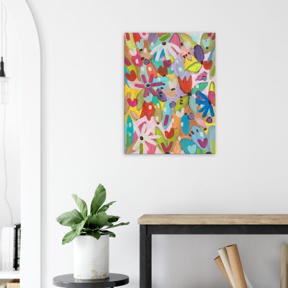 Floral Painting Canvas Print, Charming Wall Art, Decorative Flower Painting Canvas Print