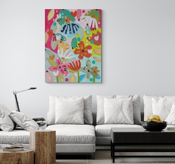 Printable Abstract Flowers Painting, Decorative wall art, Colorful Artwork (Digital Download)