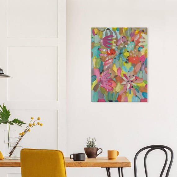 Floral Painting Canvas Print, Charming Wall Art, Decorative Flower Painting Canvas Print