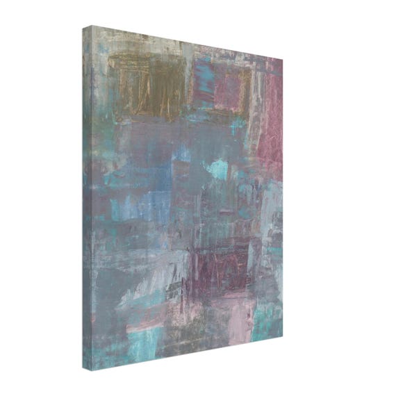 16'' x 20'' Purple Abstract Acrylic Painting Canvas Print, Modern Wall Art