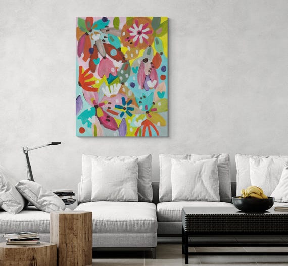 Printable Abstract Flowers Painting, Decorative wall art, Colorful Artwork (Digital Download)