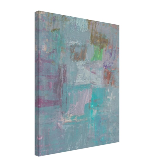 16'' x 20'' Turquoise Abstract Acrylic Painting Canvas Print, Modern Wall Art