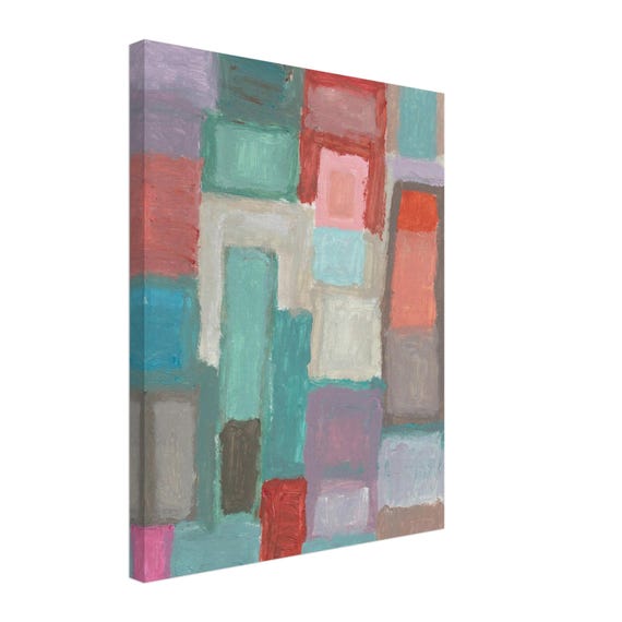 16'' x 20'' Turquoise Abstract Acrylic Painting Canvas Print, Modern Wall Art