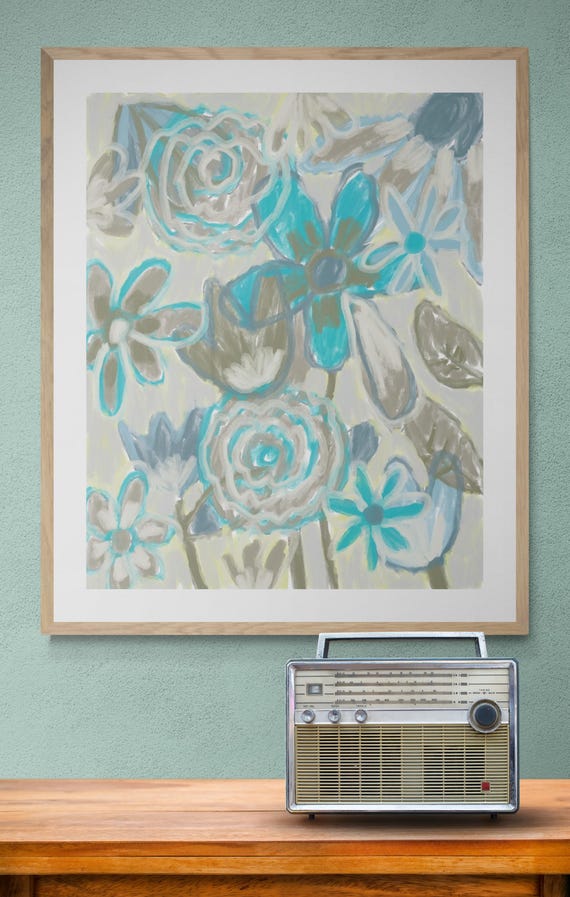 Printable Abstract Flowers Painting Wall Art, Colorful Floral Decorative Art, (Digital Download)