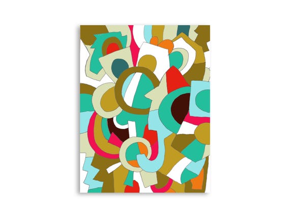 Printable abstract geometric wall art, decorative printable abstract art print