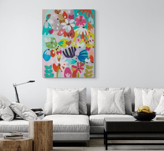 Printable Abstract Flowers Painting, Decorative wall art, Colorful Artwork (Digital Download)