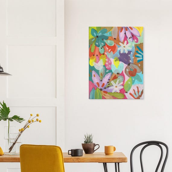 Floral Painting Canvas Print, Charming Wall Art, Decorative Flower Painting Canvas Print