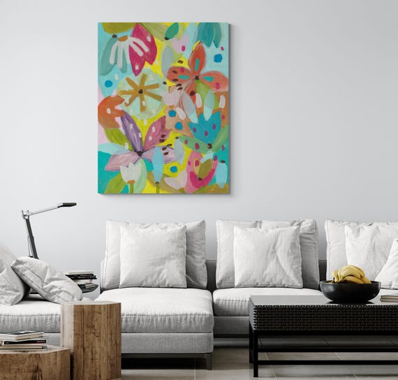 Printable Abstract Flowers Painting, Decorative wall art, Colorful Artwork (Digital Download)