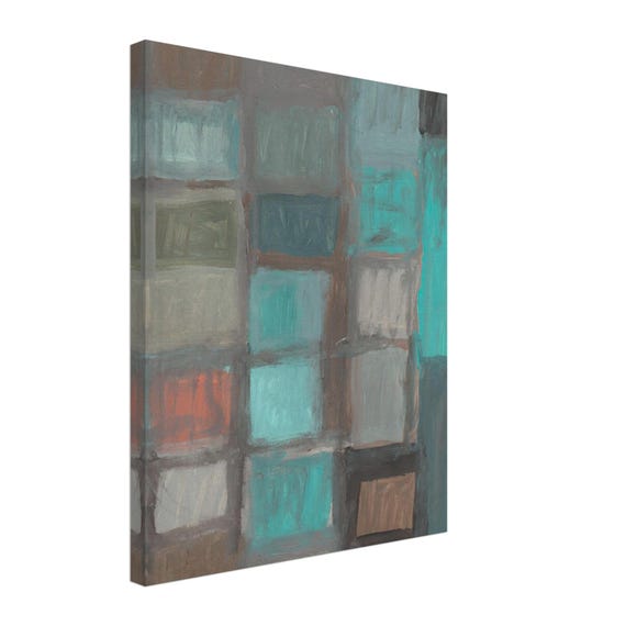 16'' x 20'' Turquoise Abstract Acrylic Painting Canvas Print, Modern Wall Art