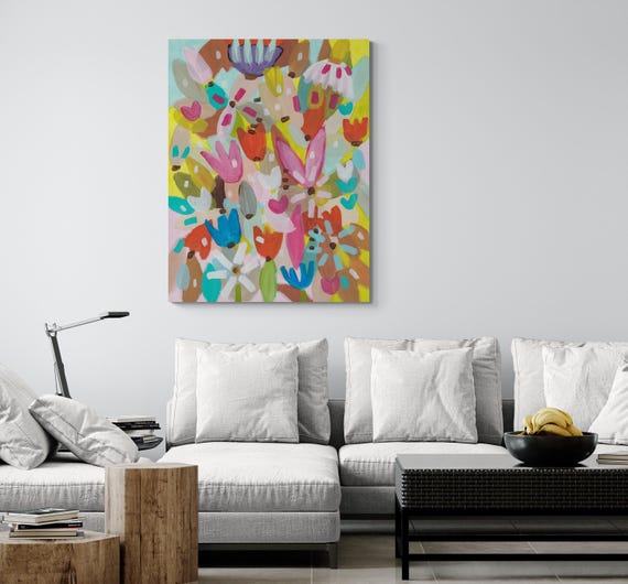 Printable Abstract Flowers Painting, Decorative wall art, Colorful Artwork (Digital Download)