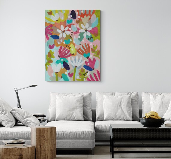 Printable Abstract Flowers Painting, Decorative wall art, Colorful Artwork (Digital Download)