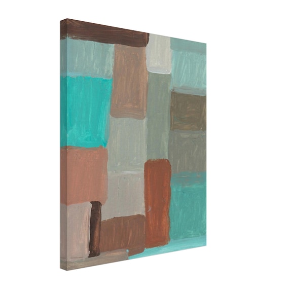 16'' x 20'' Turquoise Abstract Acrylic Painting Canvas Print, Modern Wall Art