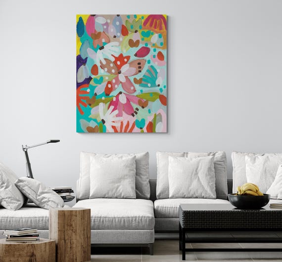 Printable Abstract Flowers Painting, Decorative wall art, Colorful Artwork (Digital Download)
