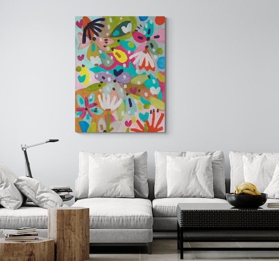 Printable Abstract Flowers Painting, Decorative wall art, Colorful Artwork (Digital Download)