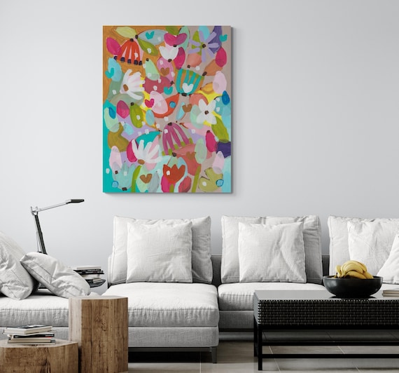 Printable Abstract Flowers Painting, Decorative wall art, Colorful Artwork (Digital Download)