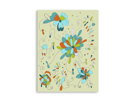 Printable floral wall art, decorative printable flower illustration art print, printable flowers art print