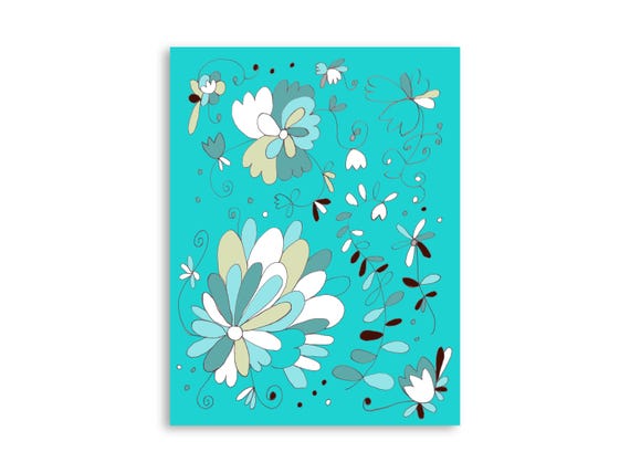 Printable floral wall art, decorative printable flower illustration art print, printable flowers art print