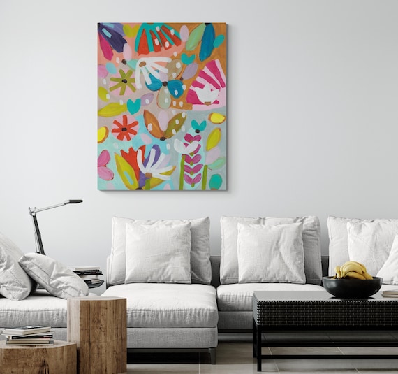 Printable Abstract Flowers Painting, Decorative wall art, Colorful Artwork (Digital Download)