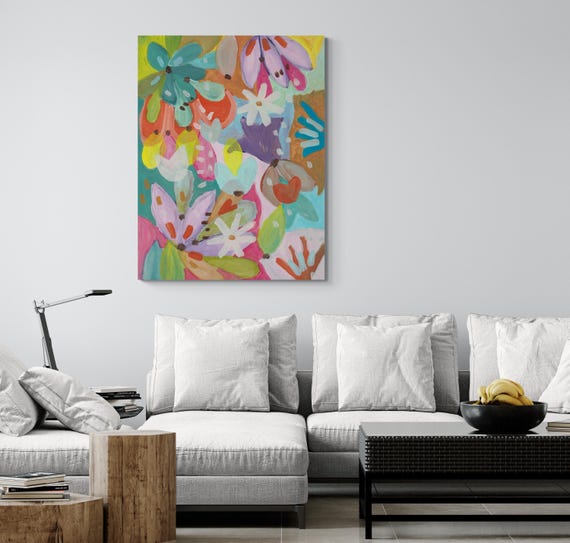 Printable Abstract Flowers Painting, Decorative wall art, Colorful Artwork (Digital Download)