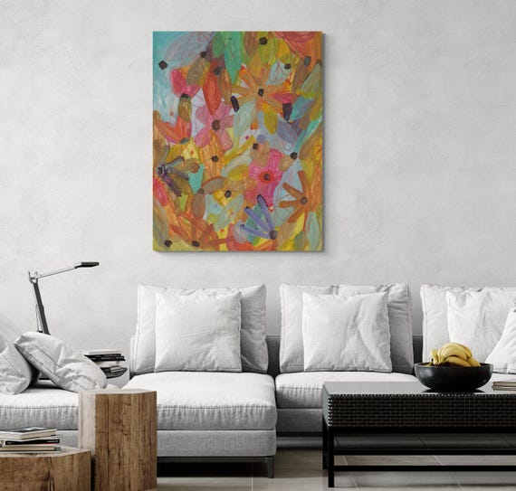 Printable Abstract Flowers Painting, Decorative wall art, Colorful Artwork (Digital Download)