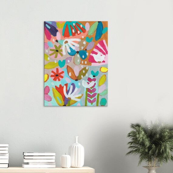 Floral Painting Canvas Print, Charming Wall Art, Decorative Flower Painting Canvas Print