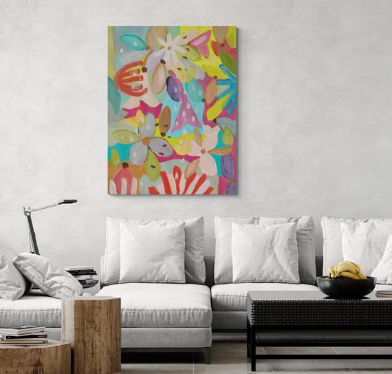Printable Abstract Flowers Painting, Decorative wall art, Colorful Artwork (Digital Download)