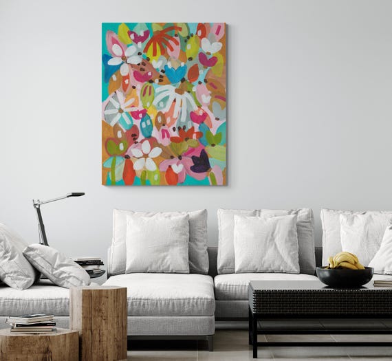 Printable Abstract Flowers Painting, Decorative wall art, Colorful Artwork (Digital Download)