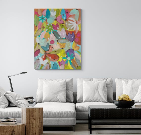 Printable Abstract Flowers Painting, Decorative wall art, Colorful Artwork (Digital Download)