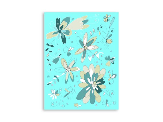 Printable floral wall art, decorative printable flower illustration art print, printable flowers art print