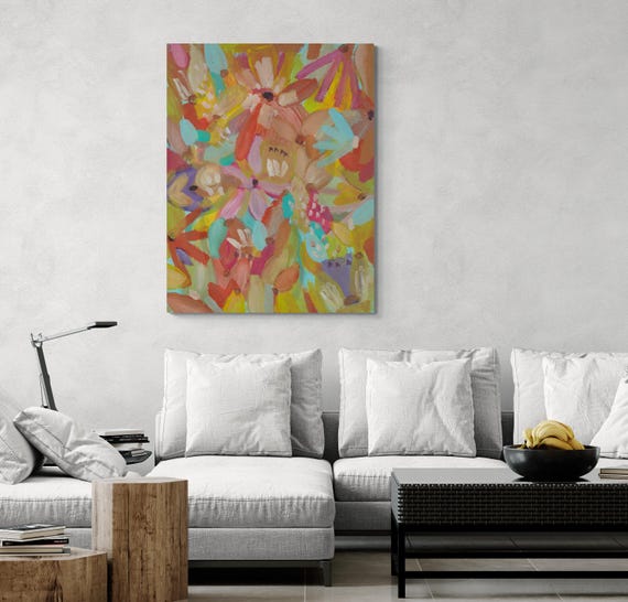 Printable Abstract Flowers Painting, Decorative wall art, Colorful Artwork (Digital Download)