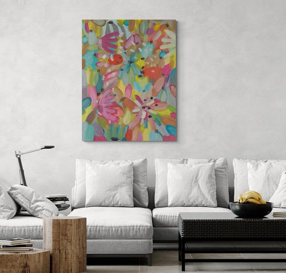 Printable Abstract Flowers Painting, Decorative wall art, Colorful Artwork (Digital Download)